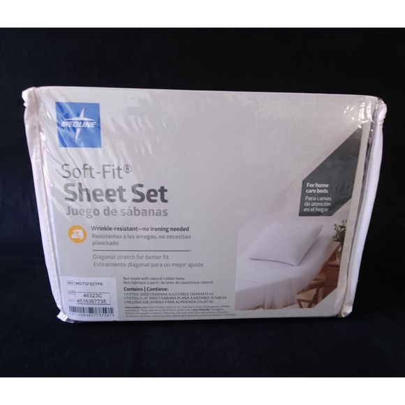 Medline Soft-Fit White Classic Fitted Home Hospital Care Bed Sheet Set 36x84x13 - Picture 1 of 4